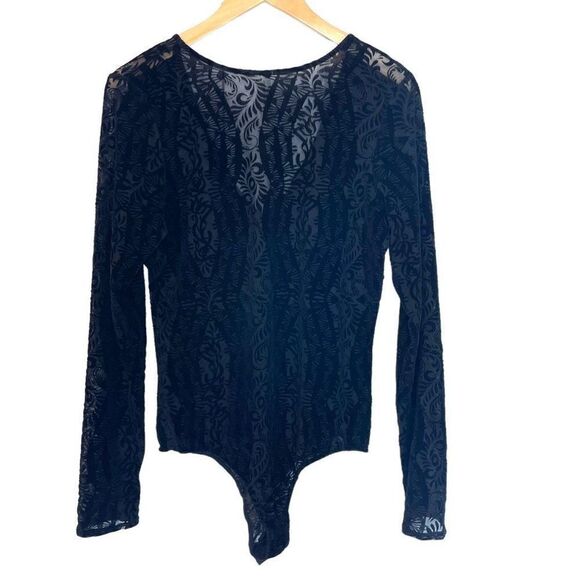 Intamitly Free People Lace & Velvet Long Sleeve Bodysuit - Picture 5 of 7